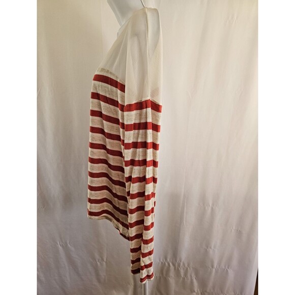 DKNY Jeans Blouse Womens Ivory Striped Lightweight Shirt Size Large - Picture 2 of 9